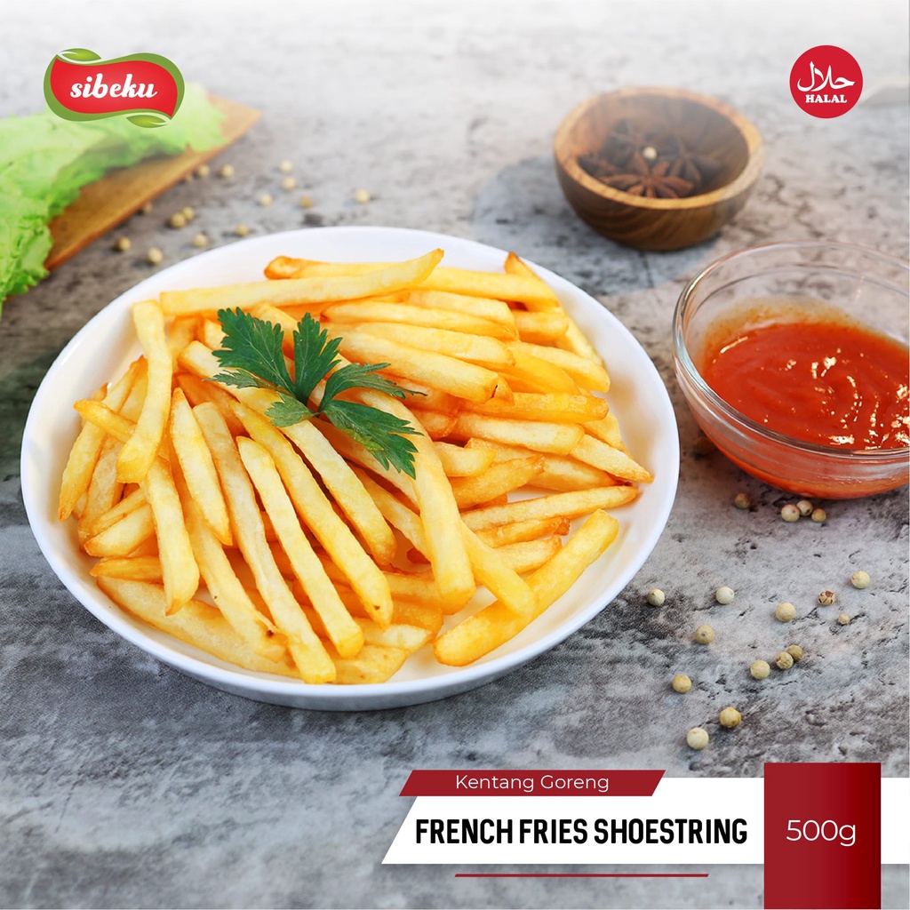 

Kentang Goreng French Fries Shoestring Halal 500gr Frozen Food -Sibeku
