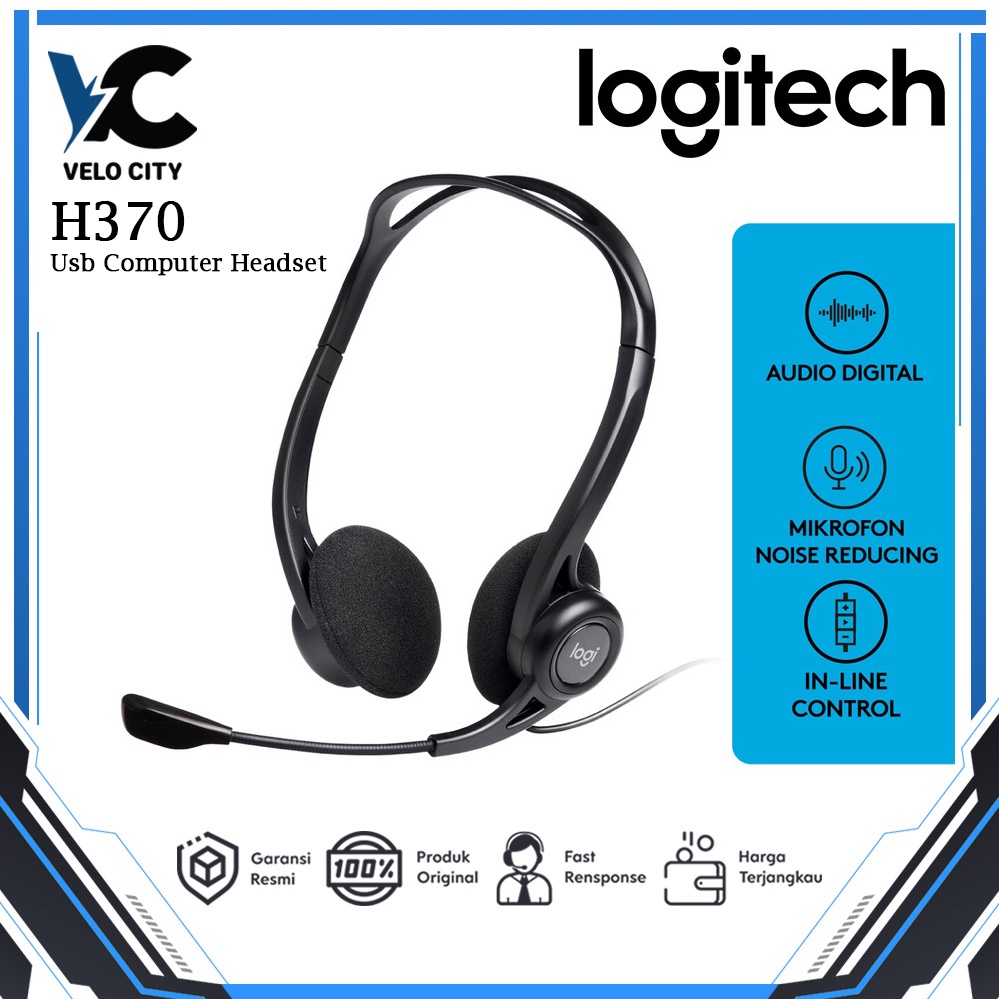 Logitech H370 USB Headset with audio digital - Headset USB Original