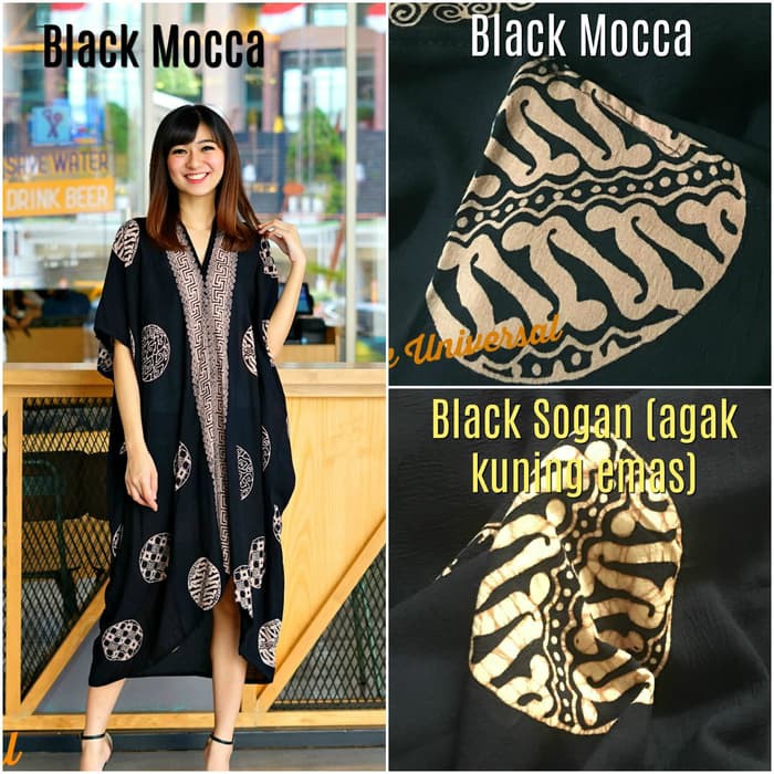 Terusan Batik Wanita Kaftan Modern Dress Batik Selampad Sogan