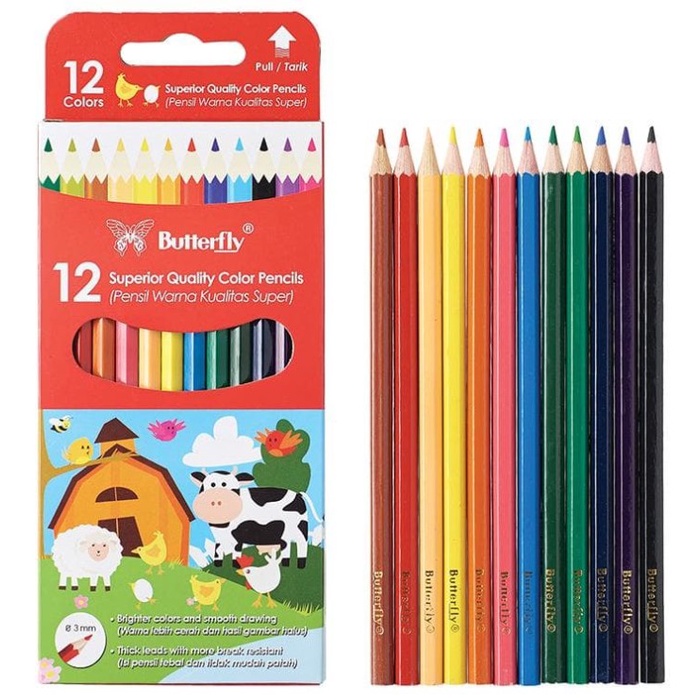 

WARNAPENSIL- BUTTERFLY PENSIL WARNA - 12 WARNA -PENSIL WARNA