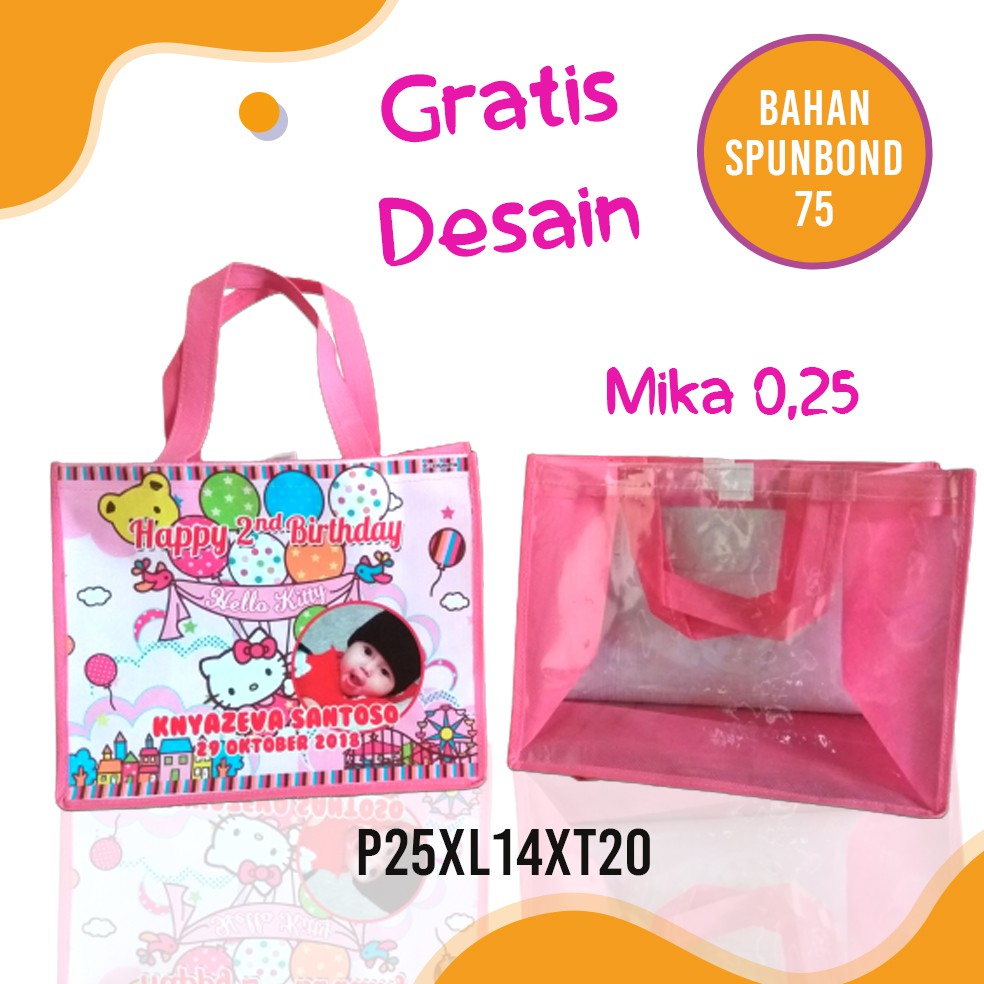 

Tas Ulang Tahun Custom Desain Kombinasi Mika | Goodiebag Mika Desain Sendiri