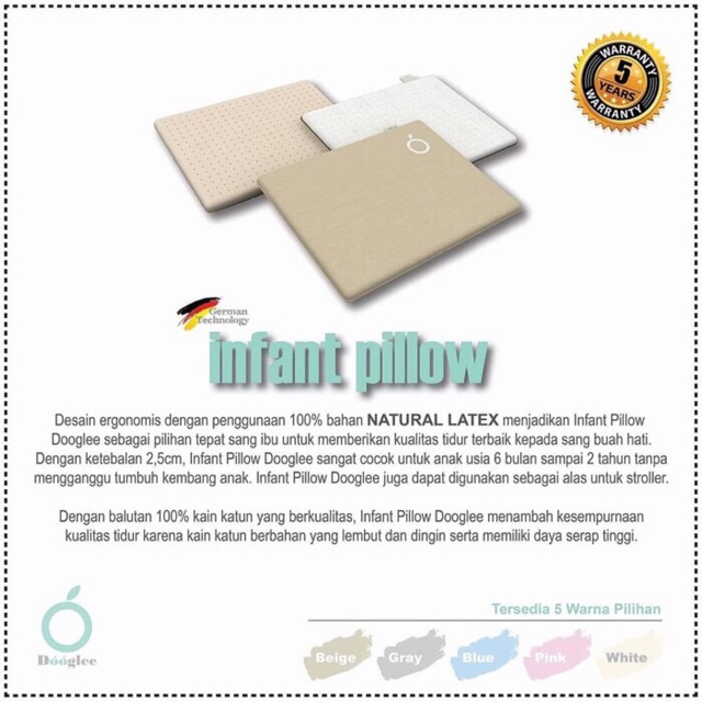 Dooglee - Infant Flat Pillow 6m+