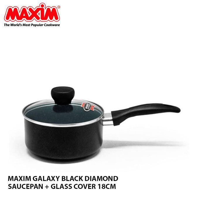 MAXIM GALAXY SAUCE PAN 18CM +  GLASS COVER BLACK DIAMOND