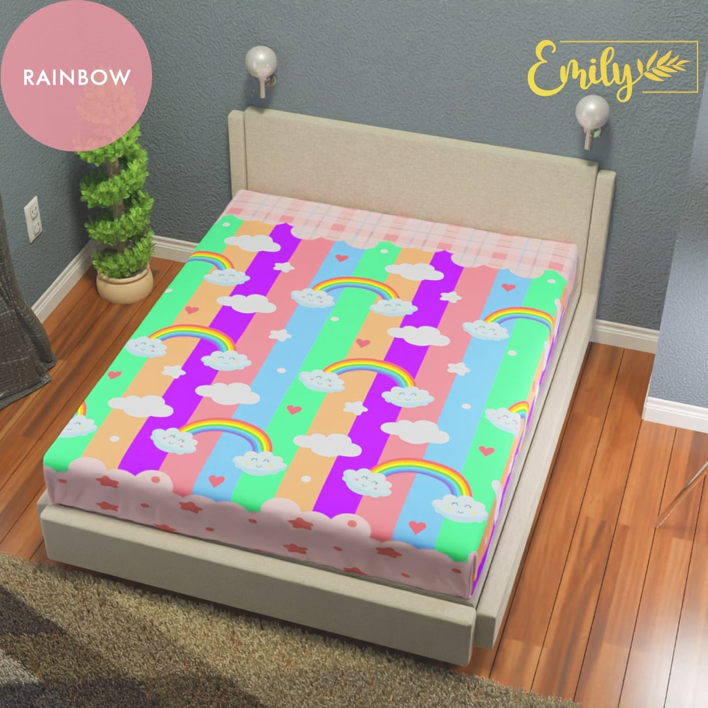 SPREI WATERPROOF IMPORT 180 X 200 CM / SPREI WATERPROOF ORIGINAL ANTI OMPOL SPREI ANTI TEMBUS / SPREI ANTI AIR BAHAN ADEM LEMBUT DAN KARET KELILING SEPREI ANTIAIR KARET KELILING ANTIPANAS ANTI TEMBUS OMPOL-WF (LOKAL) RAINBOW