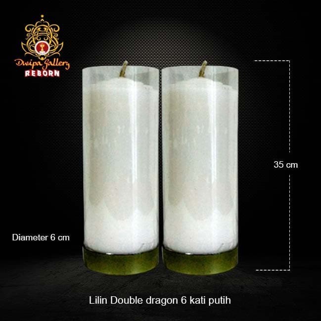 Lilin/Candle Puja Sembahyang Pilar Double Dragon 6 Kati Putih