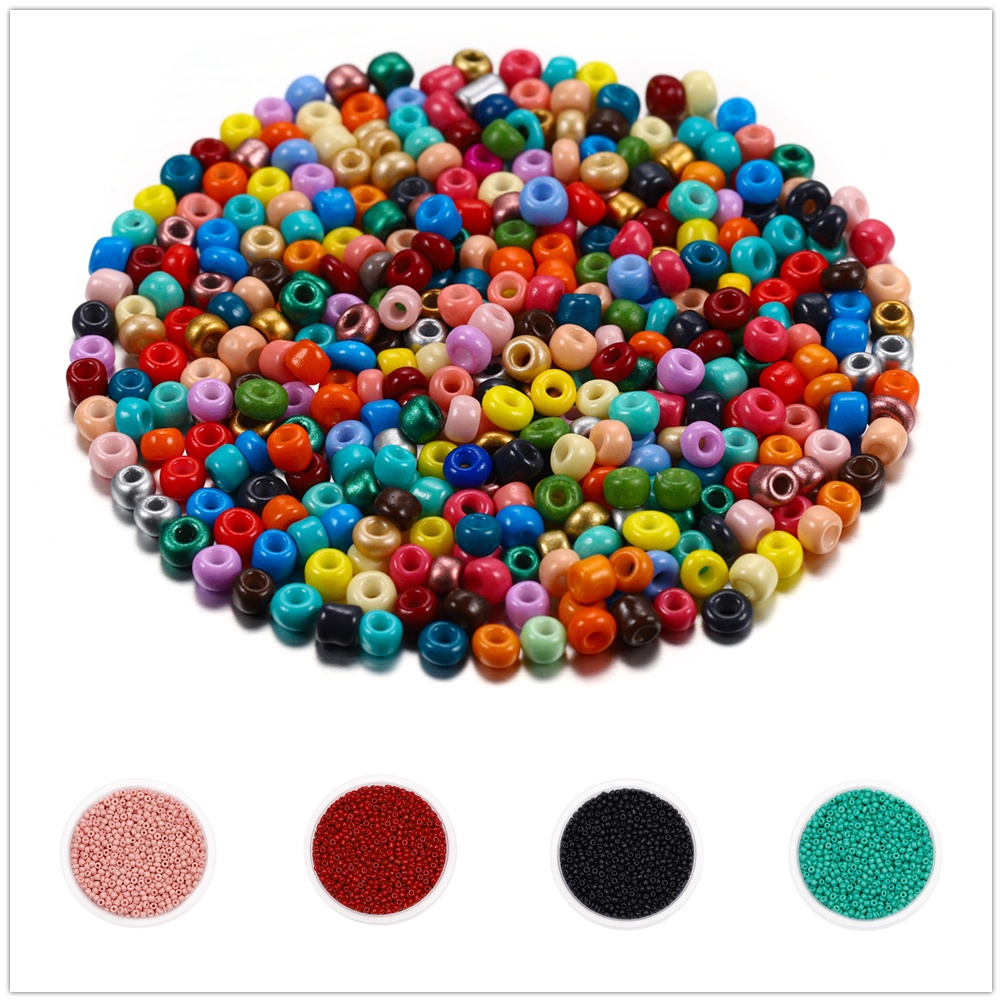 1000pcs 4mm Manik-manik kaca warna-warni manik-manik bulat kecil untuk kalung gelang