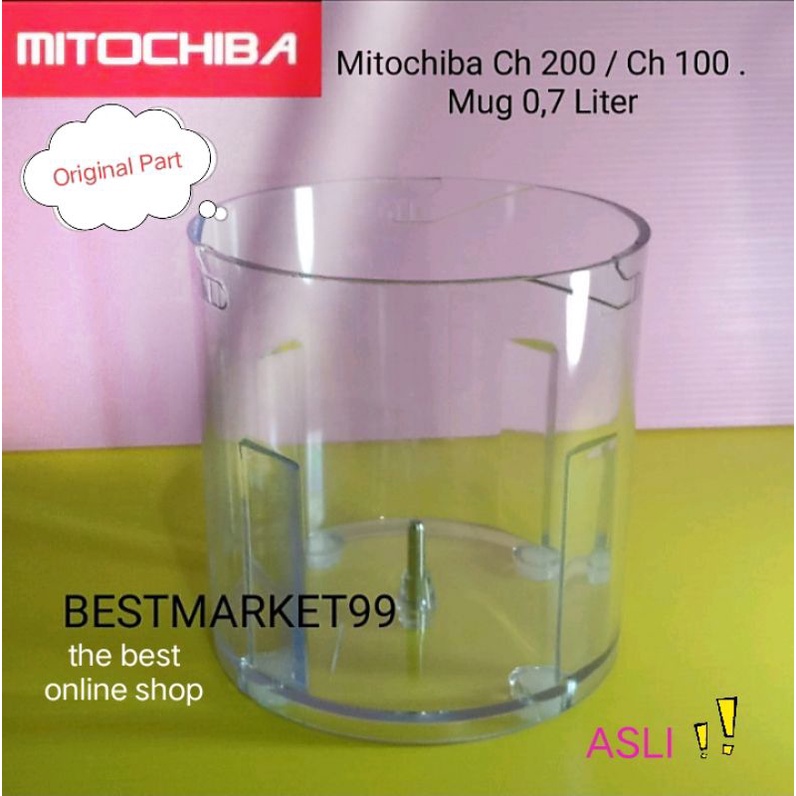 Mug kecil 0,7 / Tutup Mug 0,7 liter Mitochiba Chopper untuk CH 100 / CH 200. Original