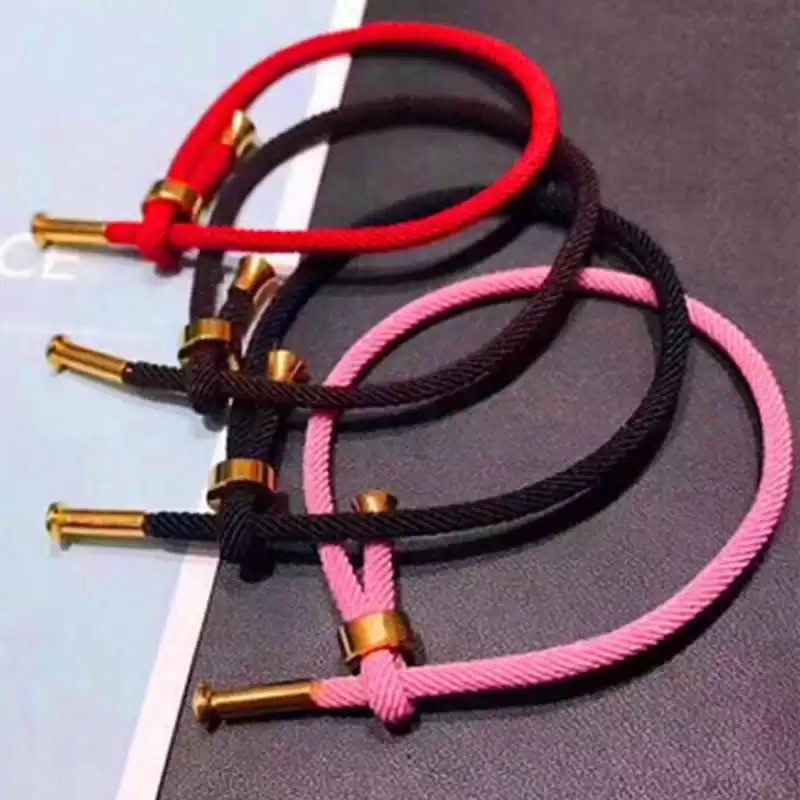 [Bayar di Tempat] GELANG TANGAN WANITA TALI SERUT POLYESTER DENGAN STAINLESS STEEL BAHAN GELANG EMAS