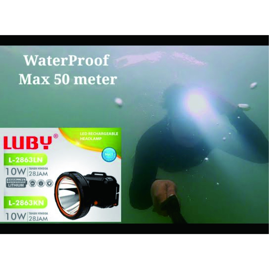 Senter Kepala / Headlamp Waterproof Luby 20 Watt L2863 / L-2863