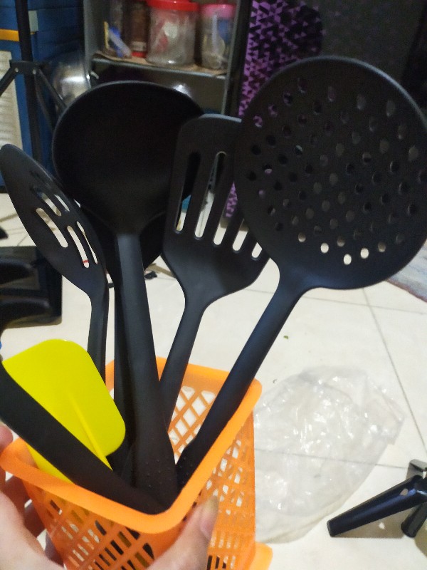 Termurah ! Alat Masak Set Spatula Hitam Isi 6 Pcs
