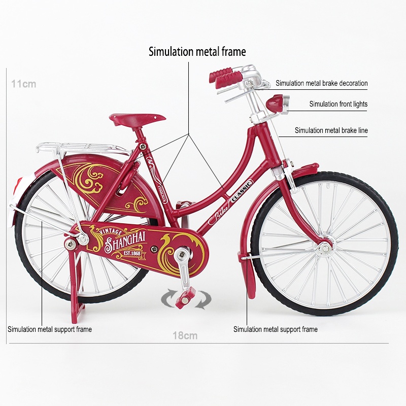 Miniatur Diecast Sepeda Vintage Retro Bahan Metal Skala 1 / 10 Untuk Koleksi