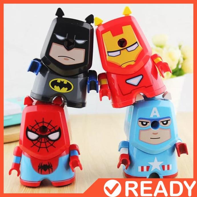 

Ready stock] rautan pensil putar superhero spiderman captain america ironman batman