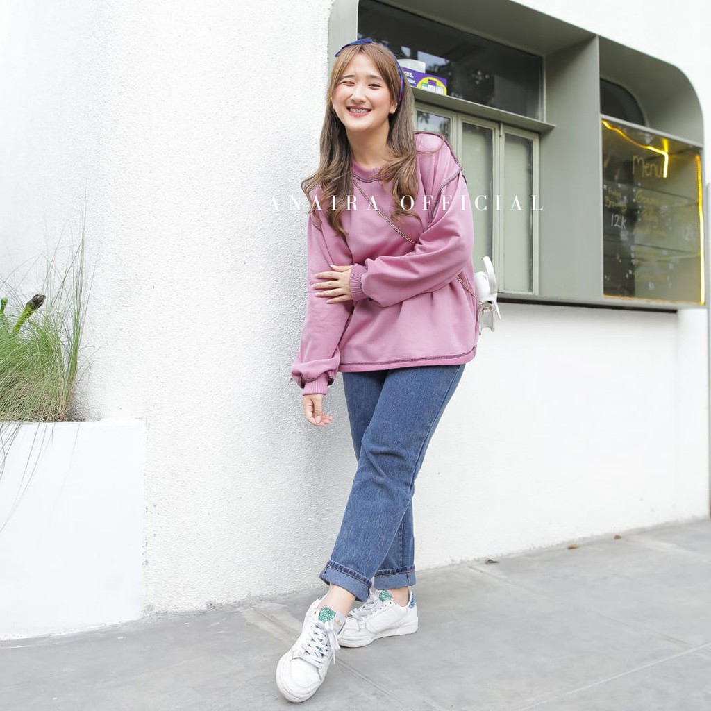 SWEATER OVERSIZE WANITA OUTSIDE SEAM  SWEATER WANITA DAN PRIA SWEATER CREWNECK SWITER