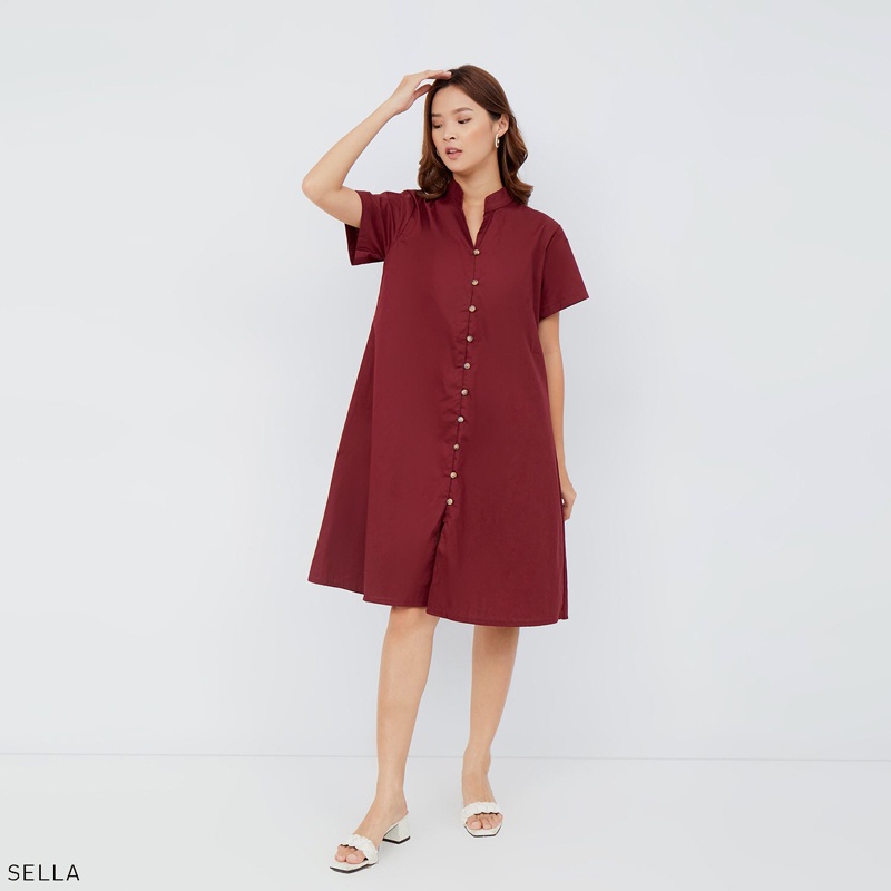 Evercloth Sella Dress Wanita Terusan Modern Gaun Wanita