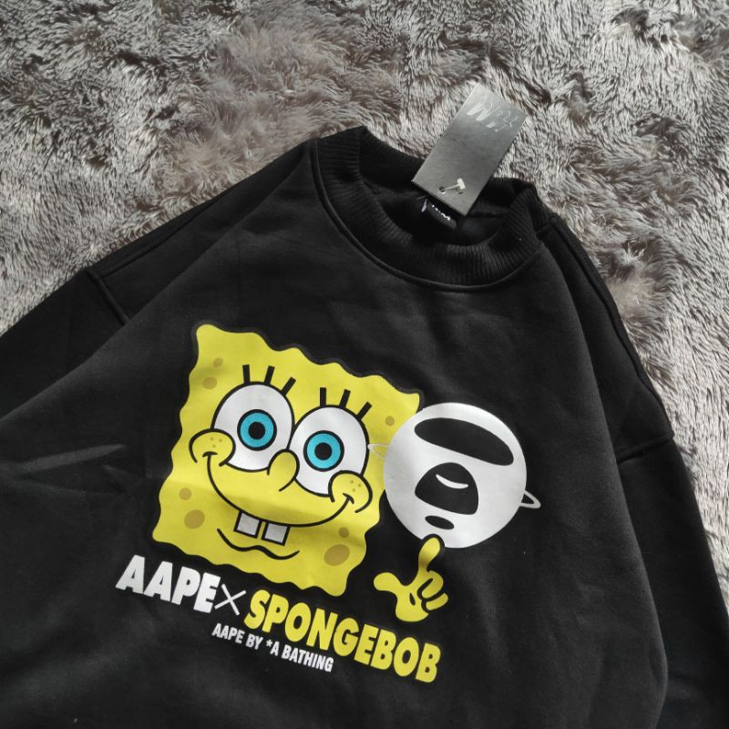 Sweater Crewneck Aape Spongebob Fulltag &amp; Lebel