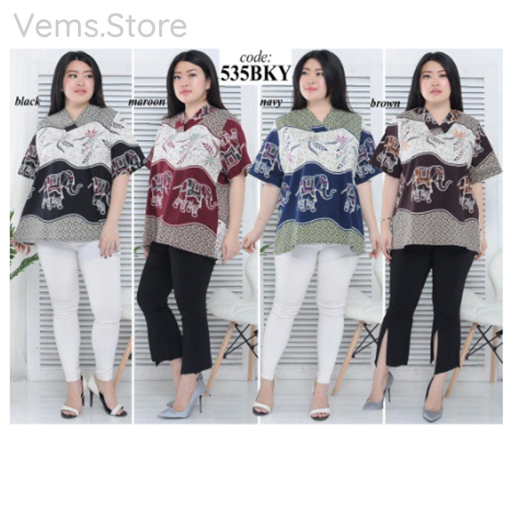 GROSIR  ATASAN (JUMBO) BAJU BATIK FASHION BIGSIZE PAKAIAN WANITA GROSIR KODE 535 BKY