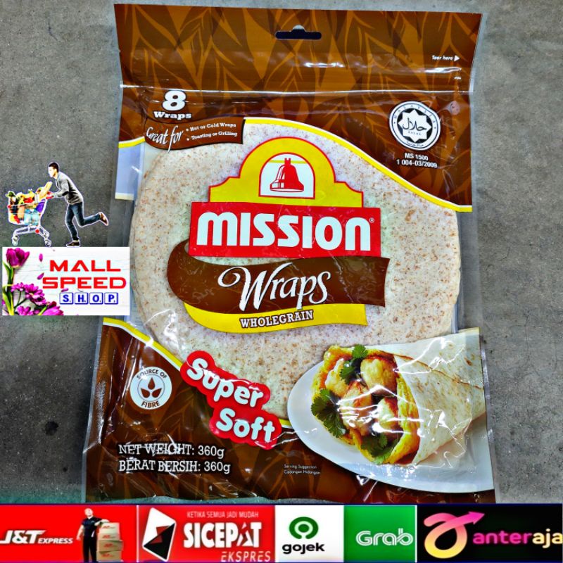 

mission wraps wholegrain gandum super soft 8pcs