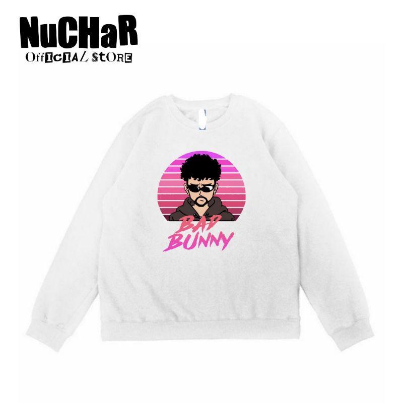 CREWNECK SWEATER BAD BUNNY - RAP RAPPER SWEATSHIRT JACKET - OVERSIZE HITAM JAKET PUTIH WANITA hnm h&