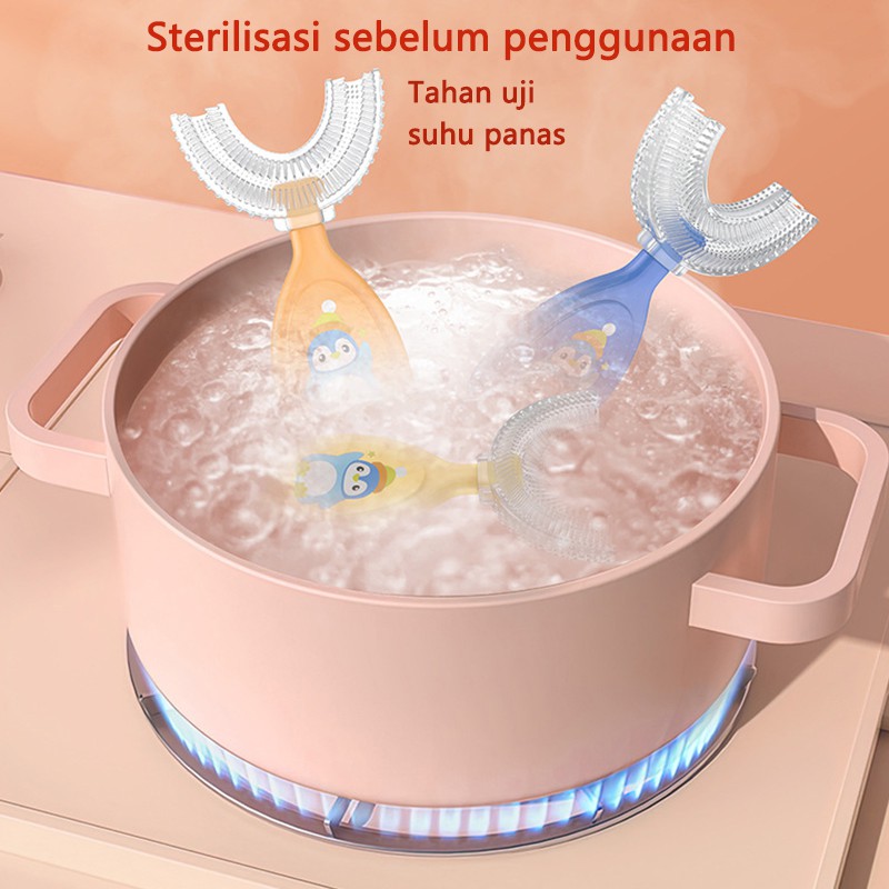 HIPPO LAND Sikat gigi anak Bahan silikon tipe U / Training Toothbrush 59-60