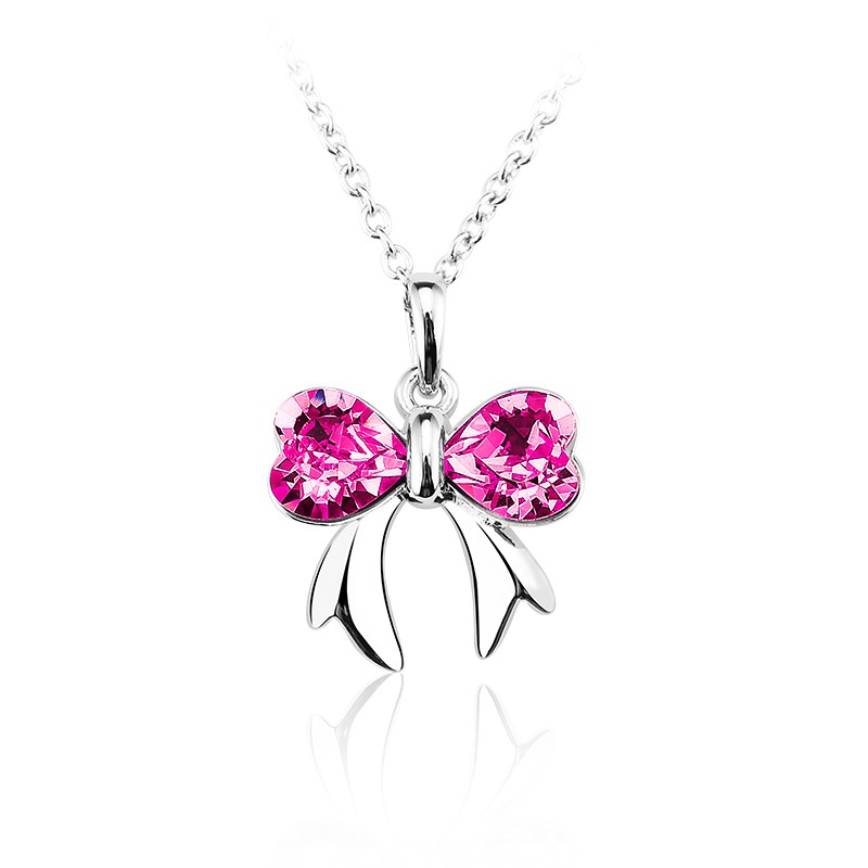 Little Bow Kalung Kristal Swarovski Wanita Cewek Hadiah Kado Ultah Impor Manis Mewah Elegan Pita