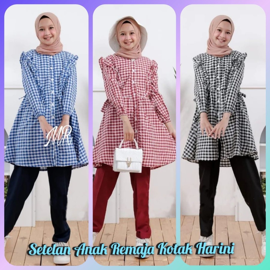 Baju Pesta Setelan Tunik Anak Remaja Muslim Lucu Adem Casual Model Terbaru 2022 Set Cel Tunic Harini