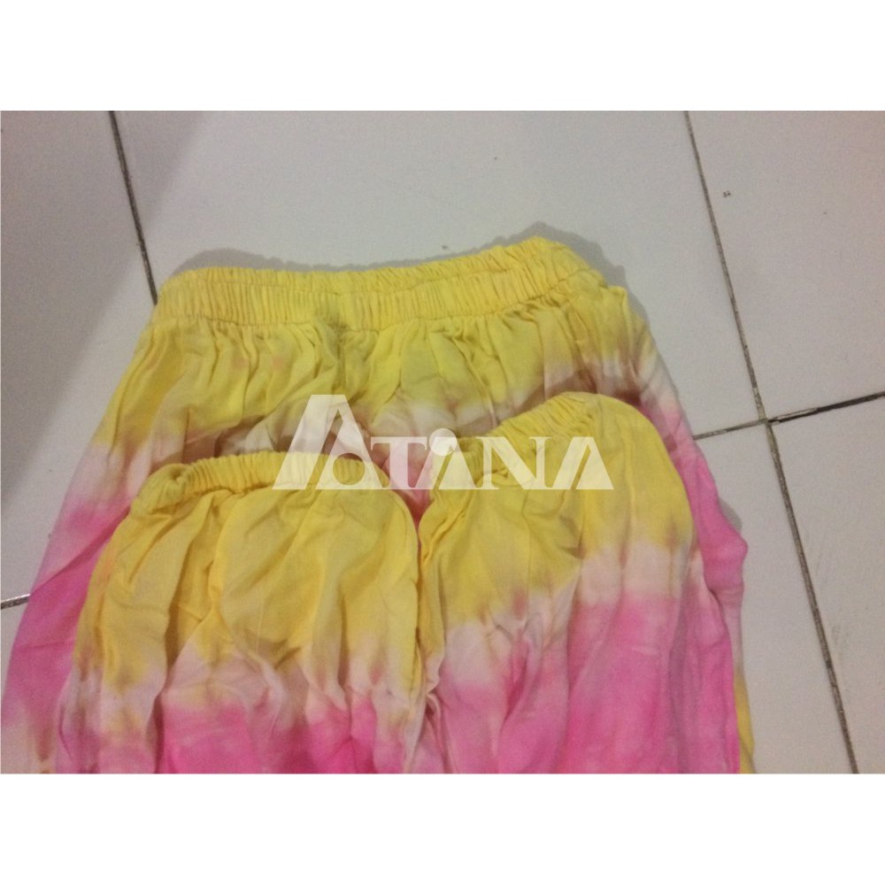 Celana Jogger Aladin Santung Motif Salur Warna Pink Cream All Size