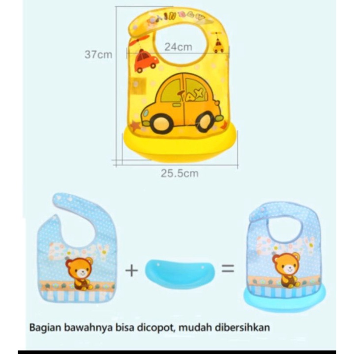 Celemek makan bayi waterproof/ plus mangkok / tatakan bisa lepas pasang/ slaber anti air