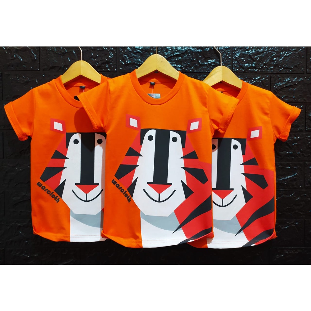 Kaos Anak Laki Laki Tiger Orange Bahan Adem