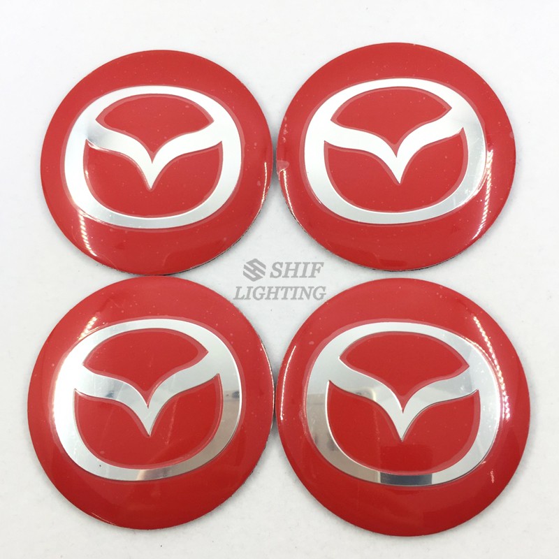 4 X 56mm MAZDA Logo Wheel Hub Center Caps Covers Emblem Badge Sticker Decal