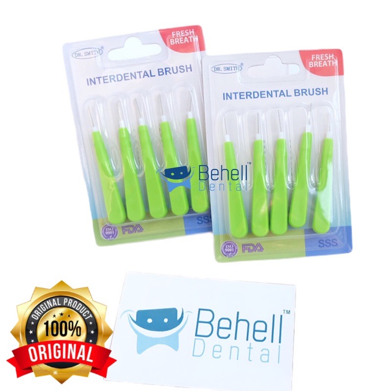 INTERDENTAL BRUSH DR SMITH U/ SELA GIGI YANG BER BEHEL / TIDAK [ hijau isi 5 ]