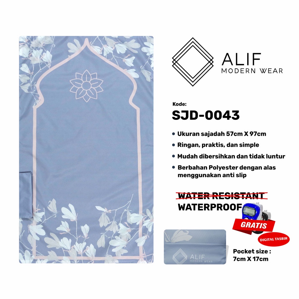 [GRATIS DIGITAL TASBIH] ALIF SAJADAH TRAVEL / SAKU / PORTABLE / WATERPROOF ( ALIF MODERN WEAR SJD-0043 )