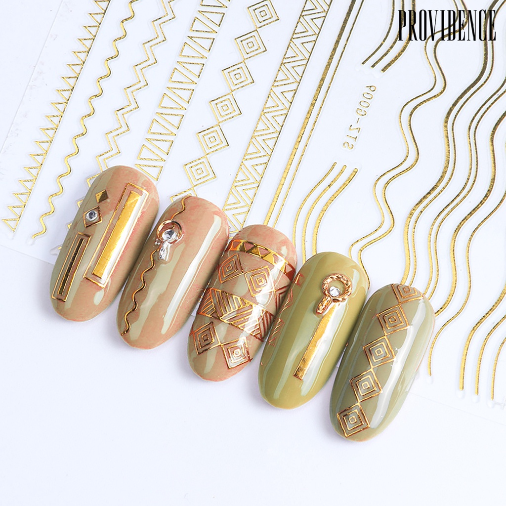 Providence Nail Art Sticker Gold Colour Geometry Shapes PET Material Long-lasting Nail Art Sticker For Salon