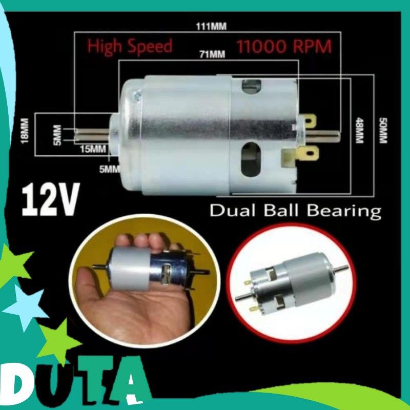 Dinamo Motor 775 DC Double Shaft High Speed Low Noise-TL28K26
