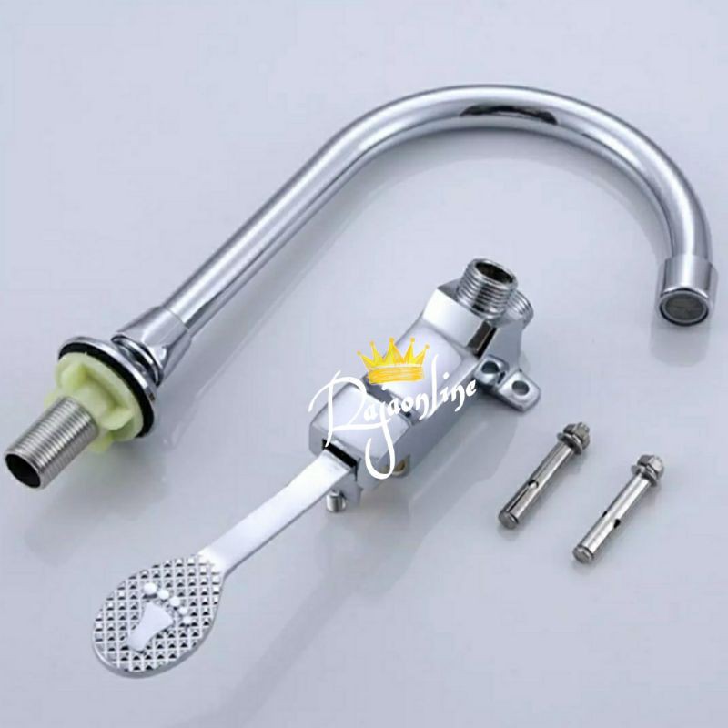 Kran keran air injak wastafel dokter pedal otomatis stainless