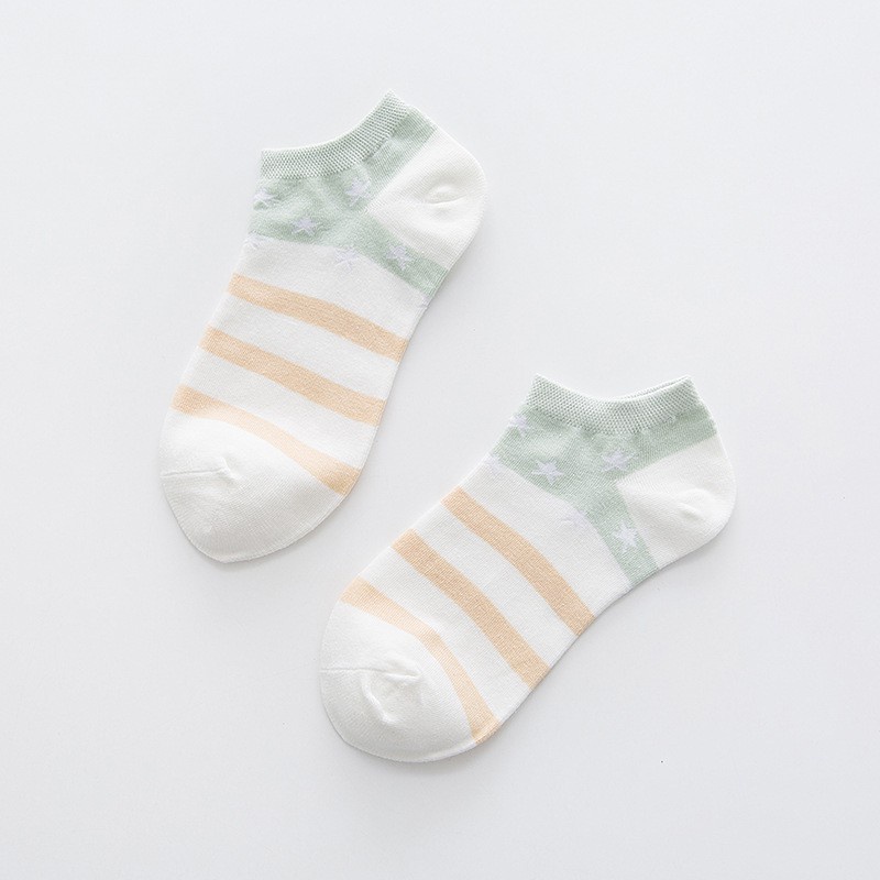 Kaos Kaki Ankle Cute Kaos Kaki Pendek Polos dan Motif Semata Kaki Import Murah Motif Polos-MINT SALUR CREAM
