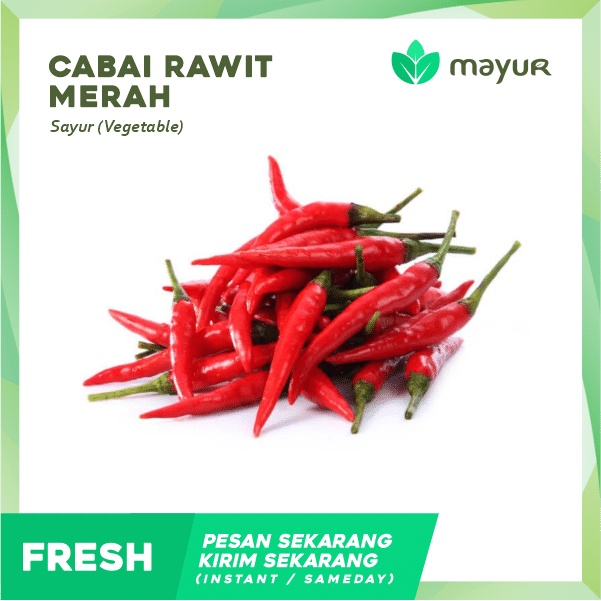 

Cabe / Cabai Rawit Merah / Pack Rp 5000 (50 - 100 gram)