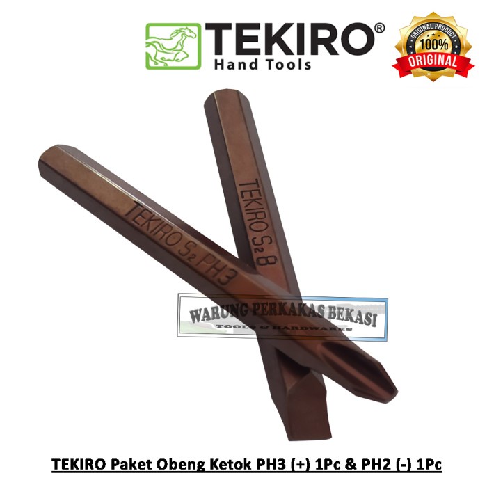 Paket 2Pcs Tekiro Mata Obeng Ketok Getok PH2 Min - Dan PH3 + Plus