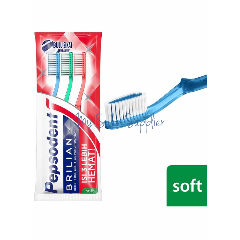 Sikat Gigi Pepsodent Brilian / Briliant Isi 3