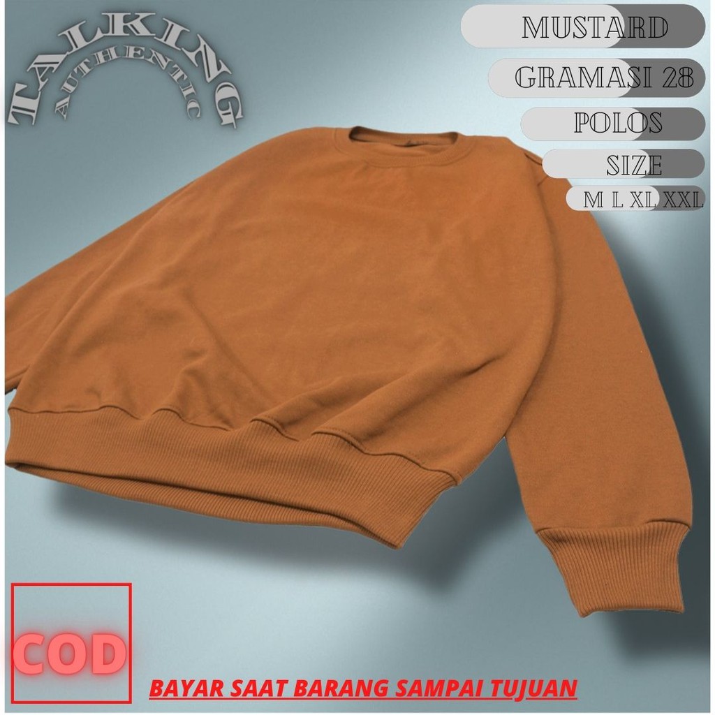 Sweater Polos Basic Cowok Cewek Kuning Kunyit Kubus Switer Crewneck Premium Tebal HigtQuality