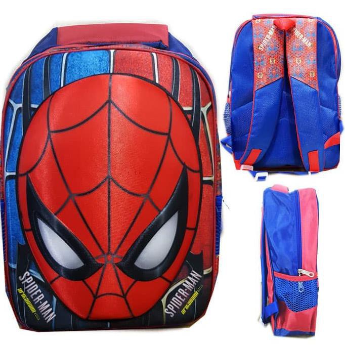 Tas Ransel Sekolah Anak Sd Spiderman 3D Timbul Hard Cover Blue Red O75 New