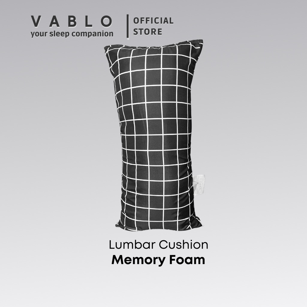 Vablo bantal lumbar cushion memory foam micro - motif hitam - premium cushion pillow-3