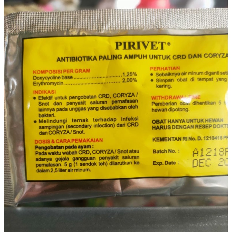 pirivet 10 gram pyrivet obat antibiotik CRD ayam unggas-pyridam