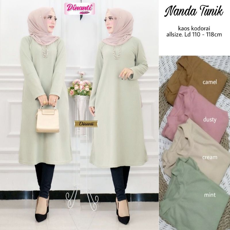 NANDA TUNIK BY ZM LONG BLOUSE KAOS ATASAN TUNIK MUSLIM