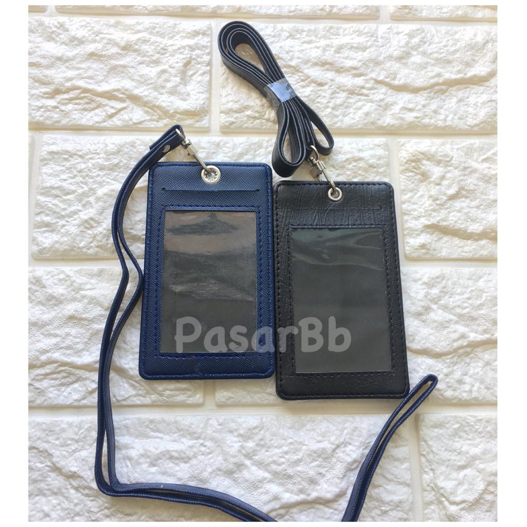 

Name tag kulit Id card kulit tali lanyard 2 Kartu