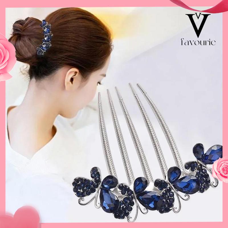 [COD]Kupu-kupu Berlian Imitasi Jepit Rambut Wanita Perhiasan Dewasa Sisir Rambut Mengkilap Elegan-FA