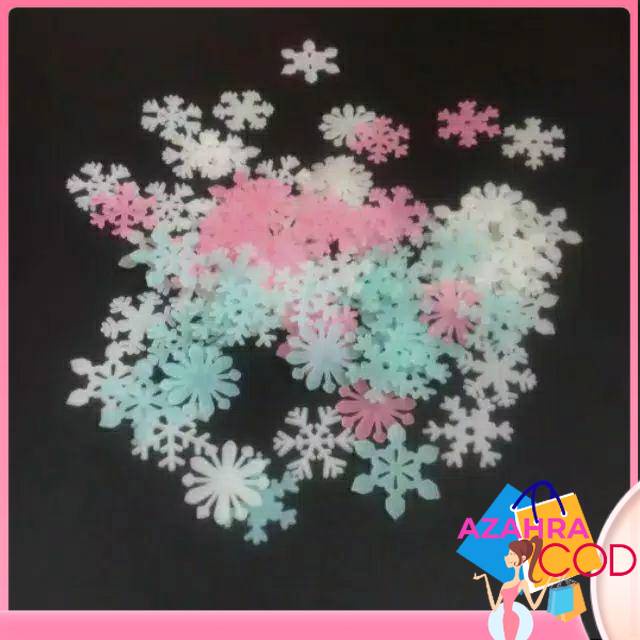 AZAHRA Wall Sticker dinding star/snow glow in the dark hiasan dinding