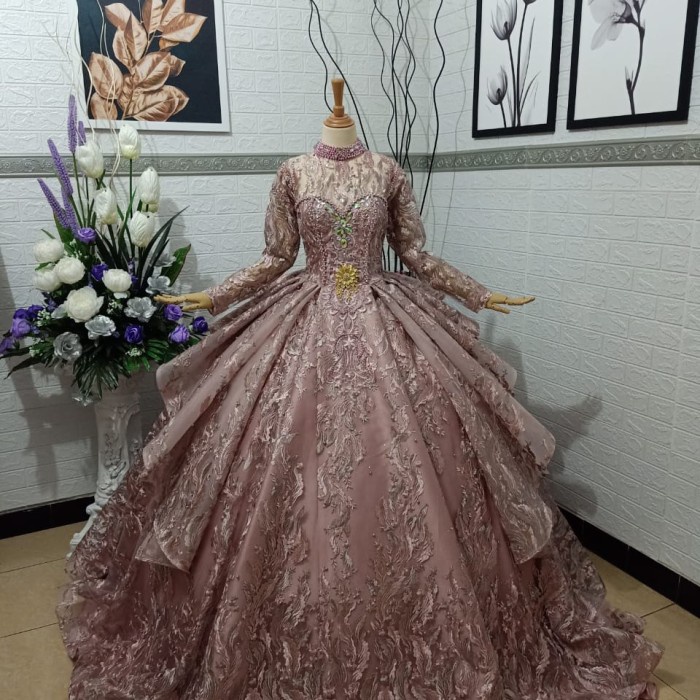 Original Produk Kebaya Dress Pesta gaun pengantin - rose gold