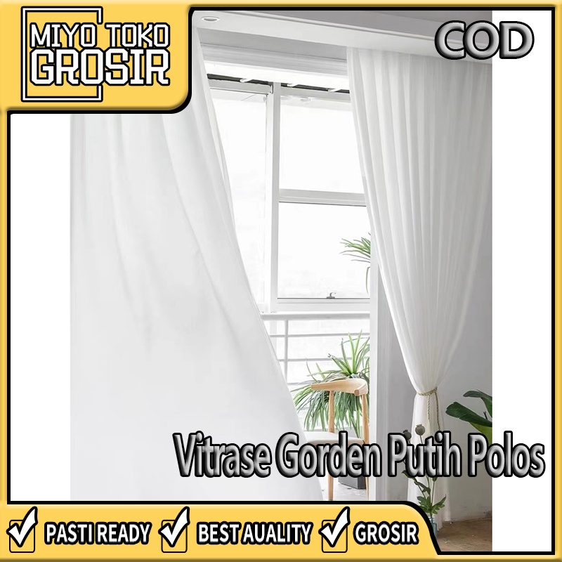 GROSIR-Vitrase Gorden Putih Polos/Tirai Pintu Kamar Cantik Murah/Gorden Jendela Kamar/Tirai Hordeng 