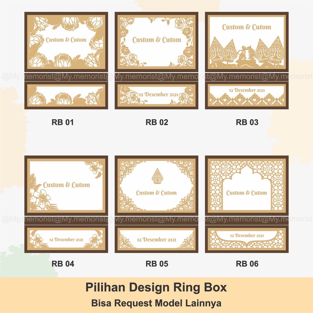 Ring Box Big Size Laser Cutting Tempat Cincin Rustic Dekorasi Bunga 16x26 cm