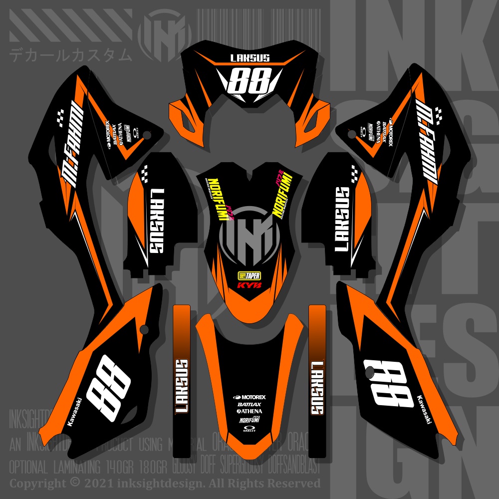 Decal KLX BF 150 Dekal Sticker Motor Custom Kawasaki Motif Grafis Supermoto 11
